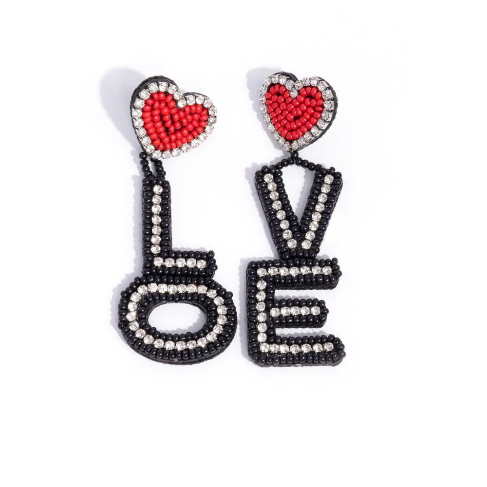Bold Red and Black Love Earrings